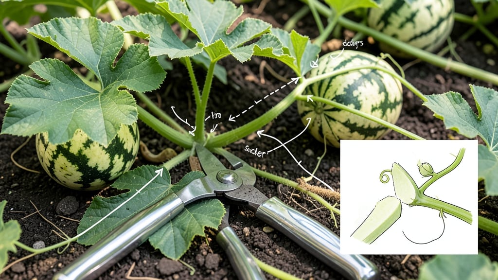 Watermelon Pruning Diagram: Precision Cuts for Bigger, Healthier Fruit